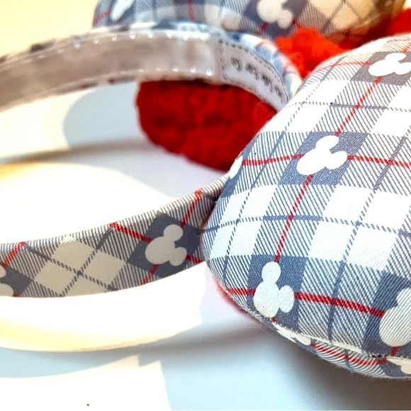 Minnie Ears Argyle Print with Red Hearts and Red Fluffy Bow - Picture 7 of 7